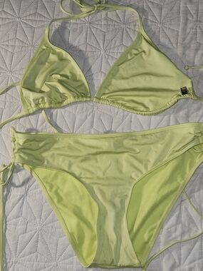 La Vie En Rose Light Lime Green Triangle Bikini Set